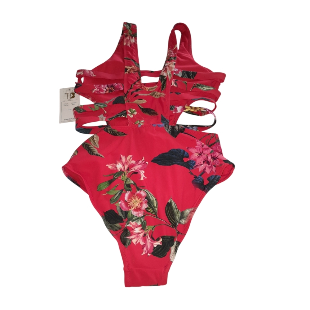 NWT Tinibikini one piece swimsuit Tropical with straps on both side size S